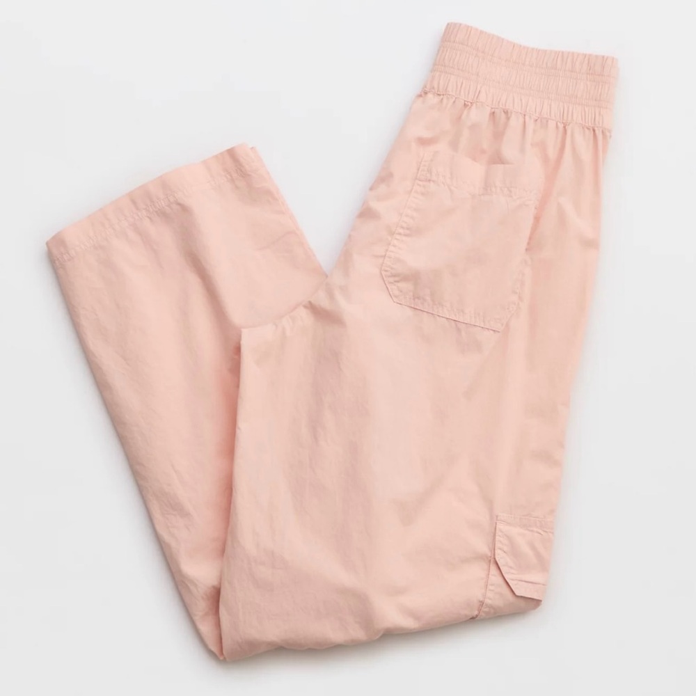 Aerie The Easiest Cargo Pant Dusty Pink Lightweight Size Small High Waist Pullon
